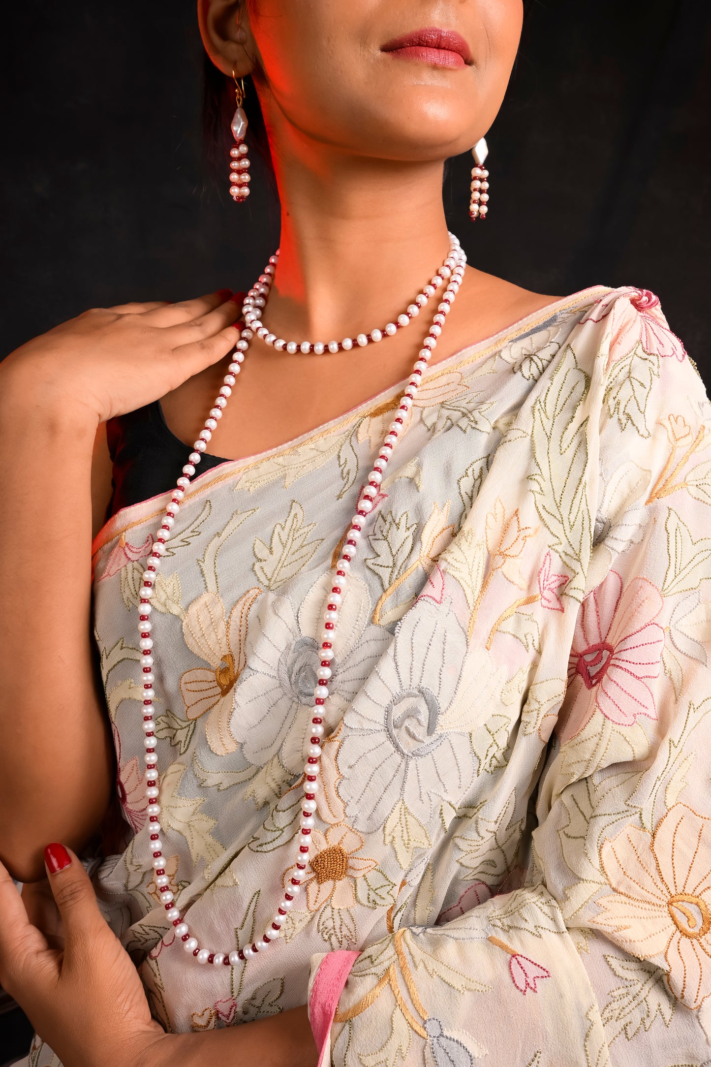 Pearl Ruby Long Styling Necklace