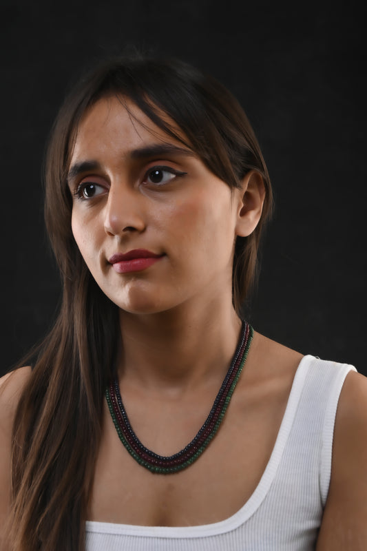 Red Green And Blue Quartz Beads Necklace