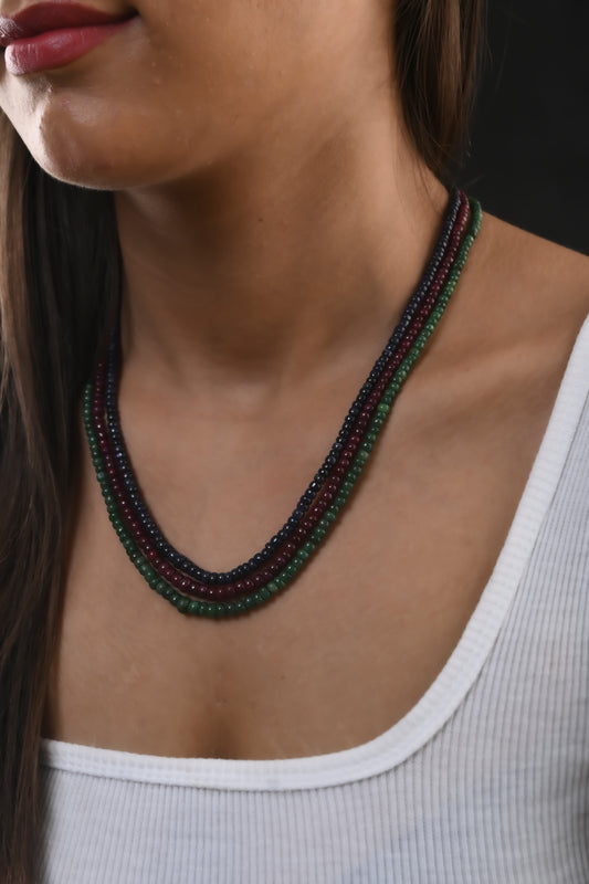 Red Green And Blue Quartz Beads Necklace