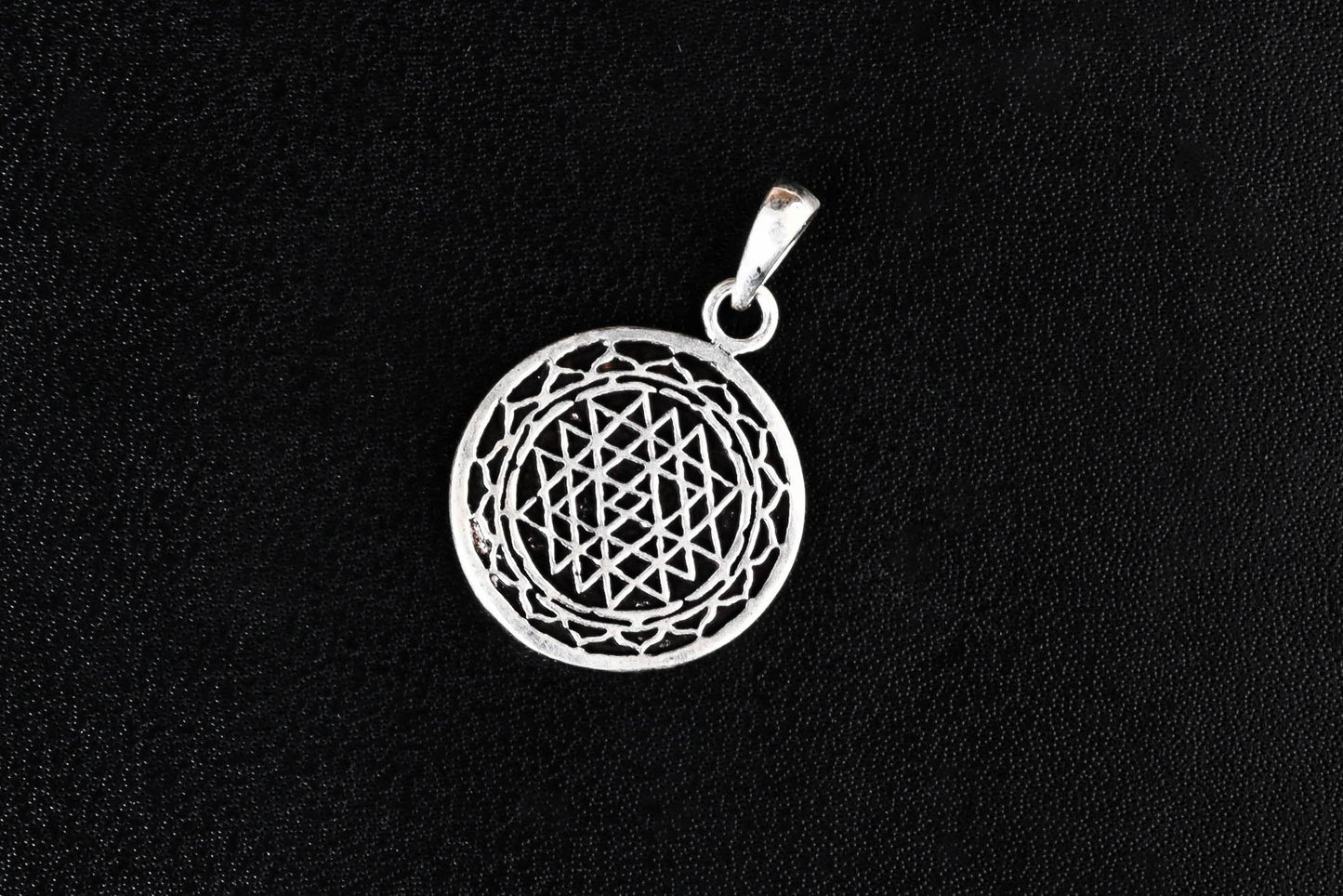 Geometric Sri Yantra Silver Men Pendant