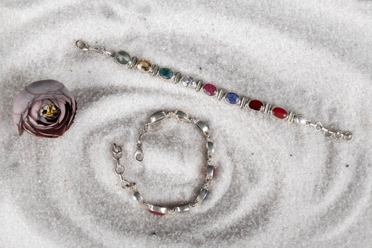 Navratna Silver Bracelet