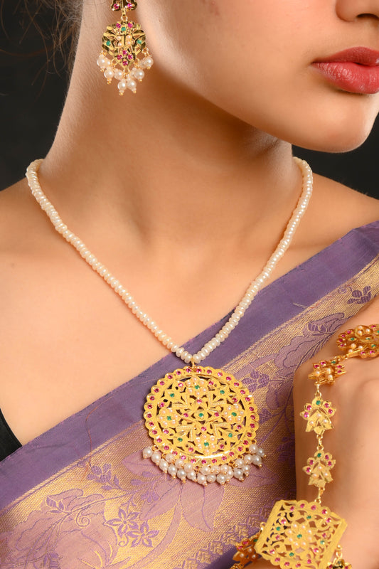 Ruhi Purani Dilli Necklace Gold Plated Silver Set