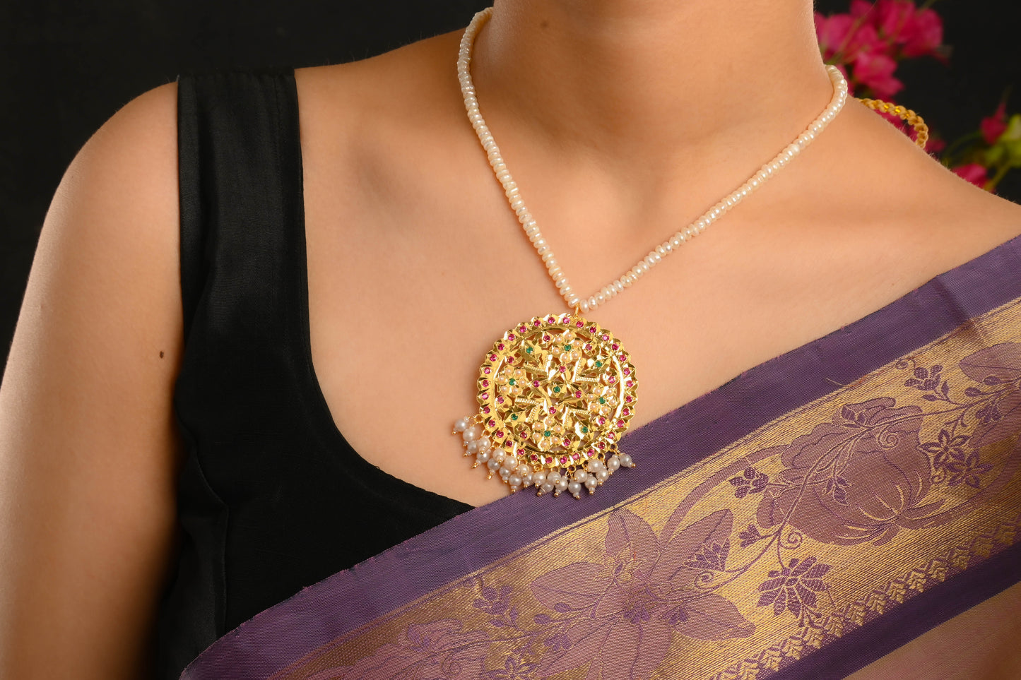 Ruhi Purani Dilli Necklace Gold Plated Silver Set