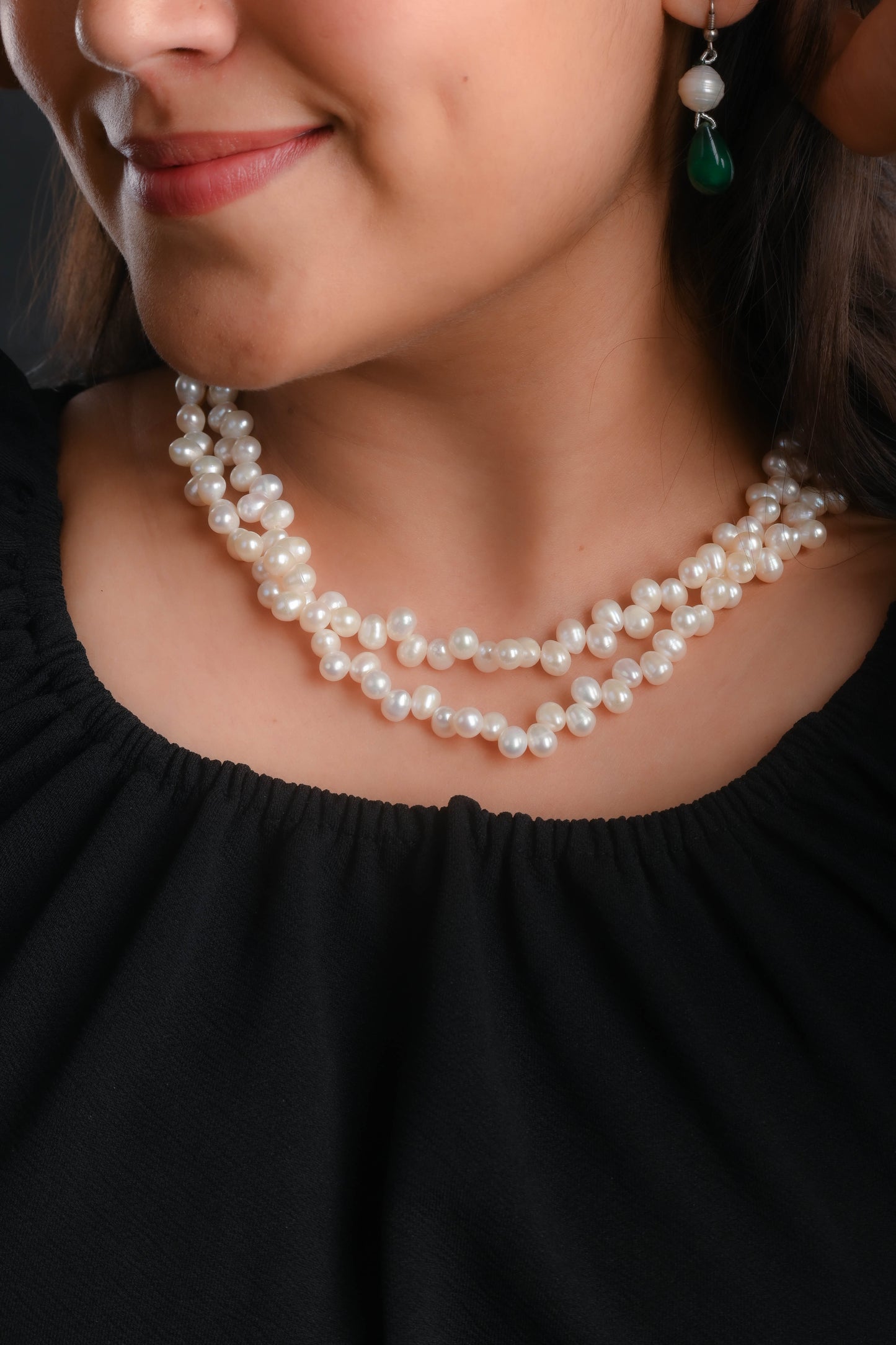 Pear Shaped Pearl Double Layered Necklace