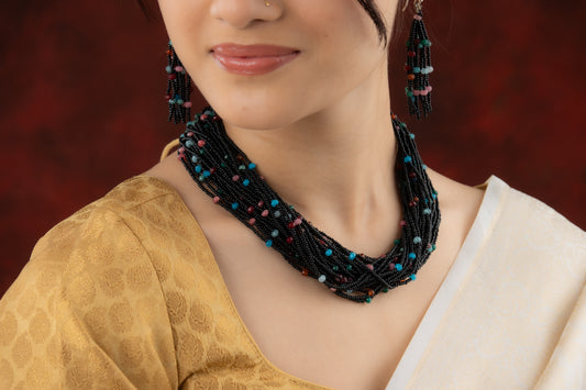 Unique Black Layered Beauty Necklace Set