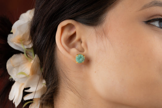 Natural Uncut Amazonite Gemstone Studs