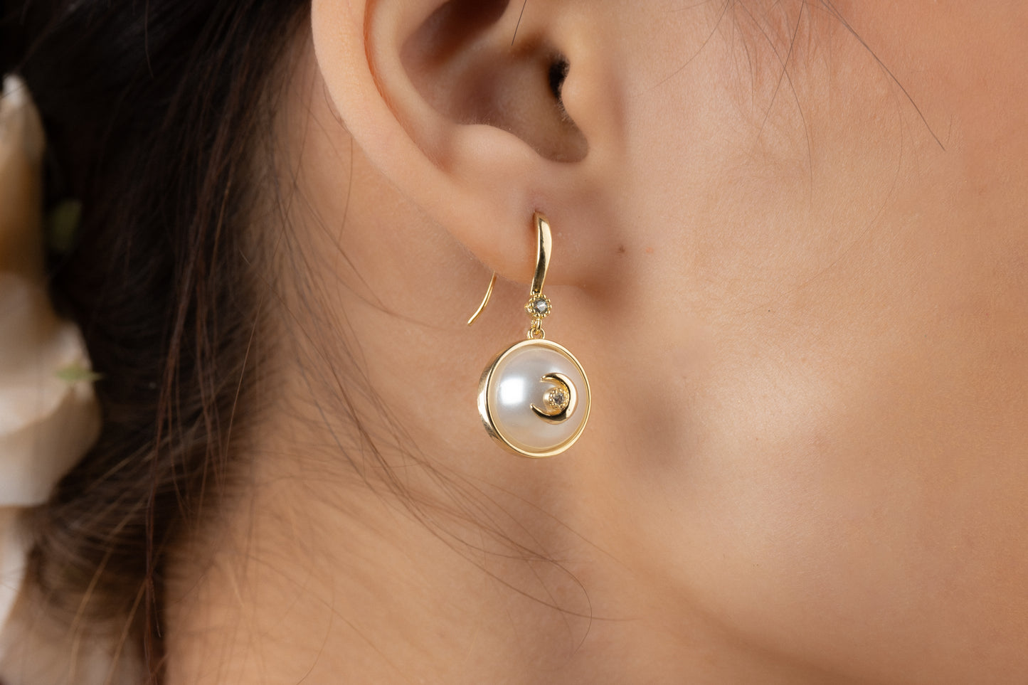 Moon And Stars Pearl Earrings