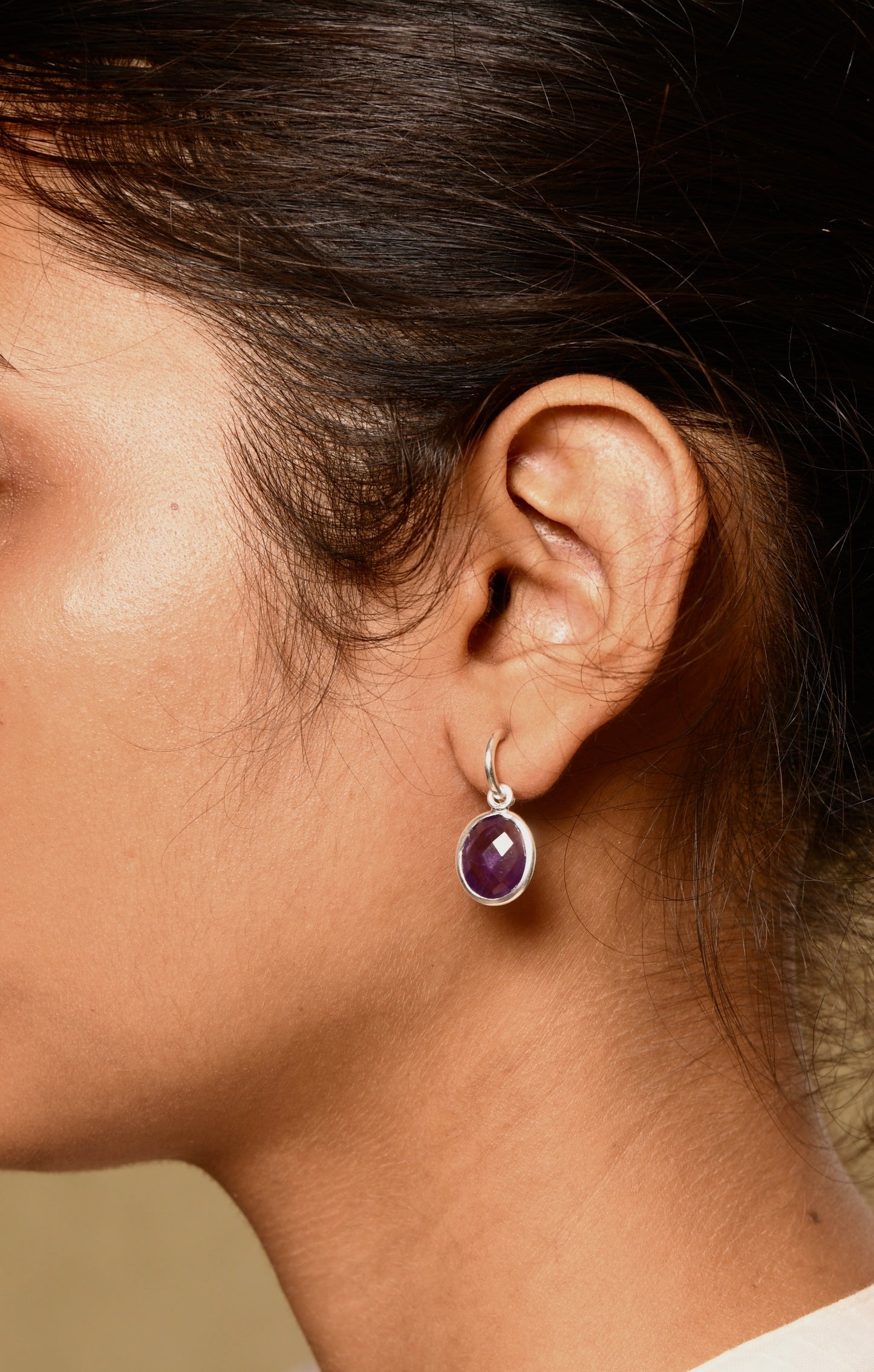 Amethyst C Bend Earrings
