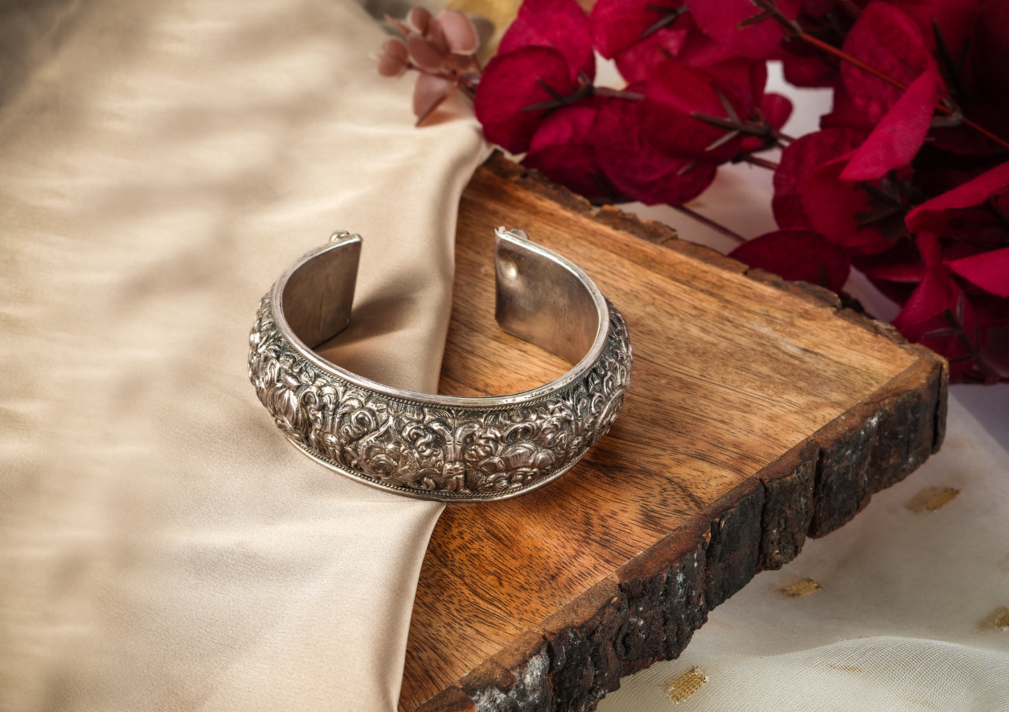 Intricate Open Silver Bangle