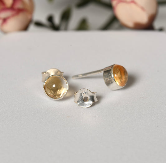 Citrine Silver Studs