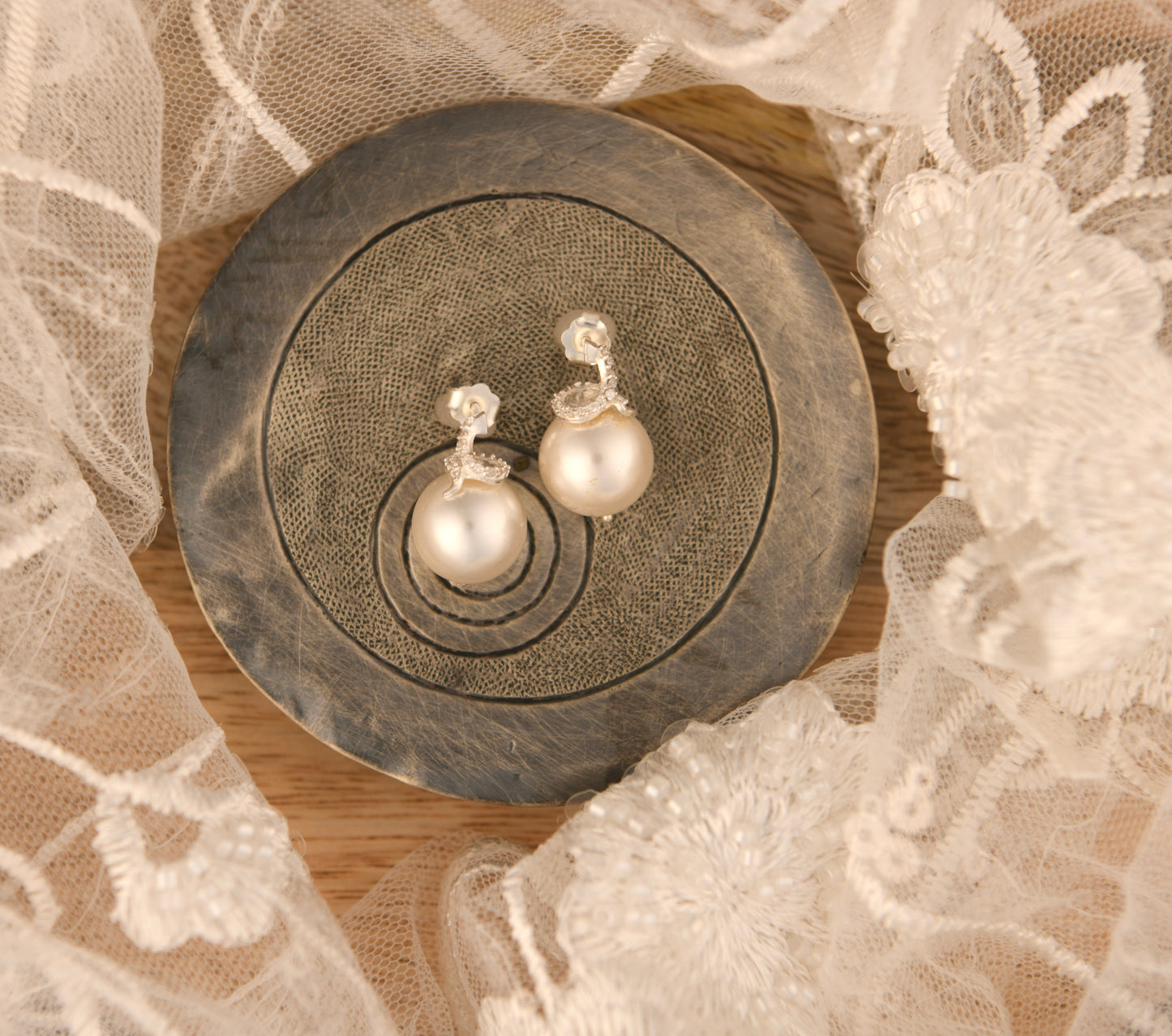 Classique CZ Silver Pearl Earrings