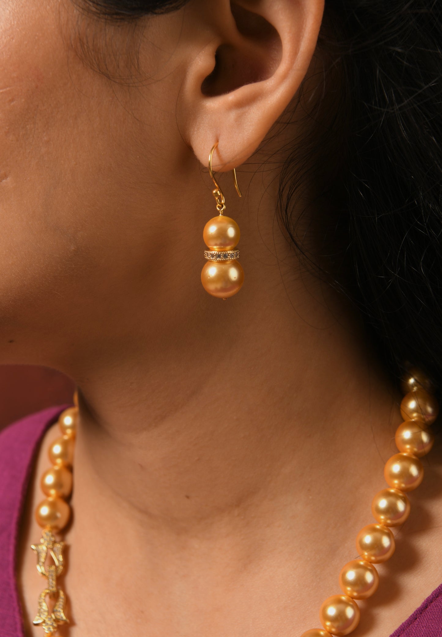 Golden Sunset Pearl Earrings