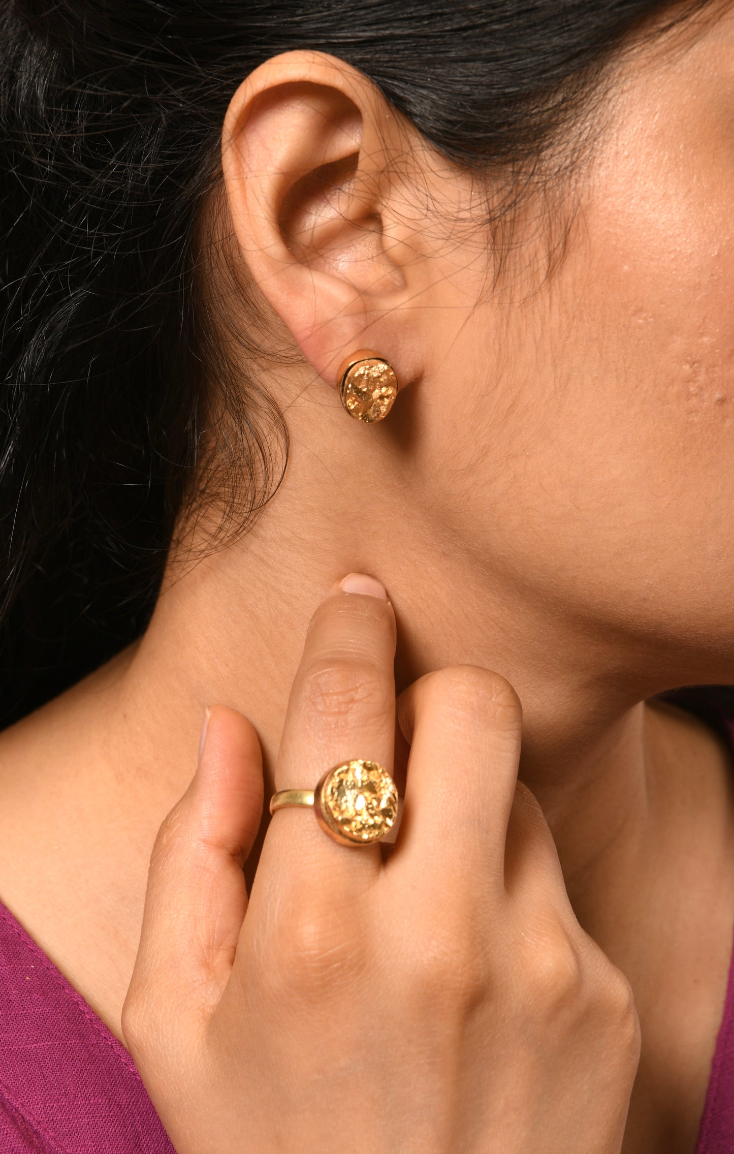Gold-Dipped Pyrite Ring