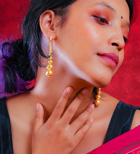 Golden Drops Pearl Earrings