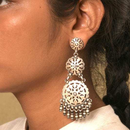 Graduated Silver Jharonka Earrings