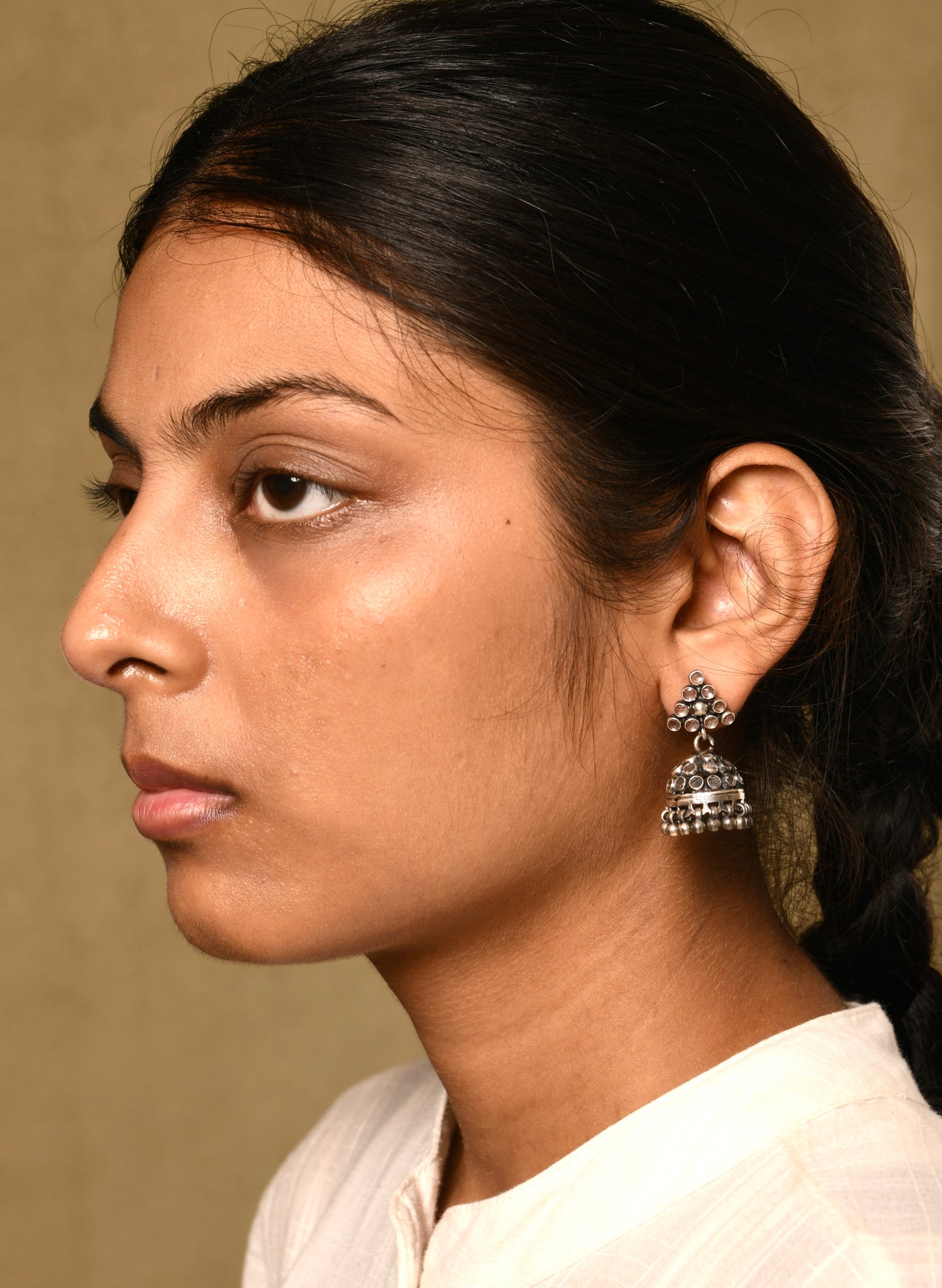 Mini Crystal Silver Jhumkis