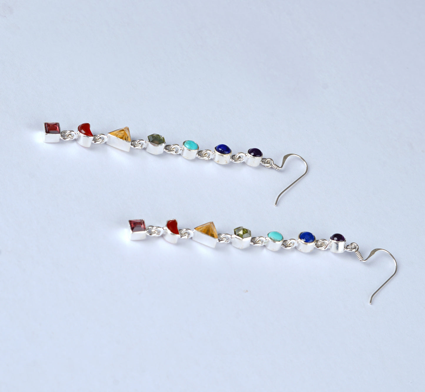 Seven Chakra Stones Long Earrings