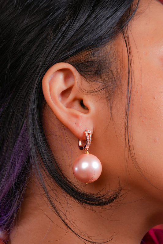 Peachy Cocktail Pearl Danglers