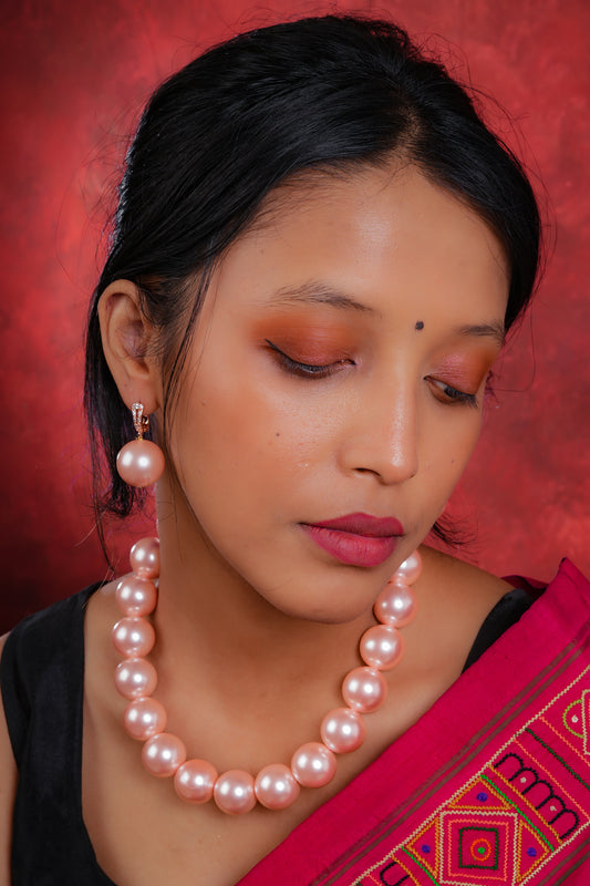 Peachy Cocktail Pearl Danglers