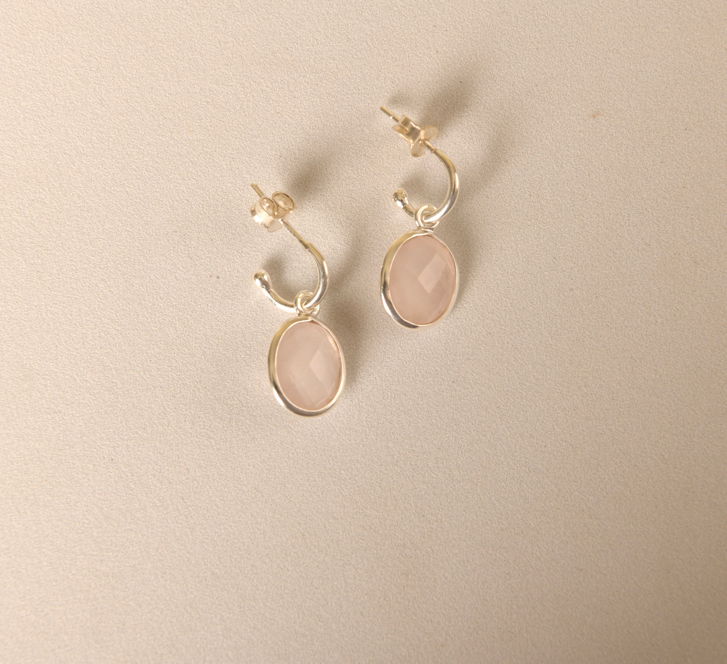 Rose Quartz C Bend Earrings