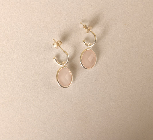 Rose Quartz C Bend Earrings