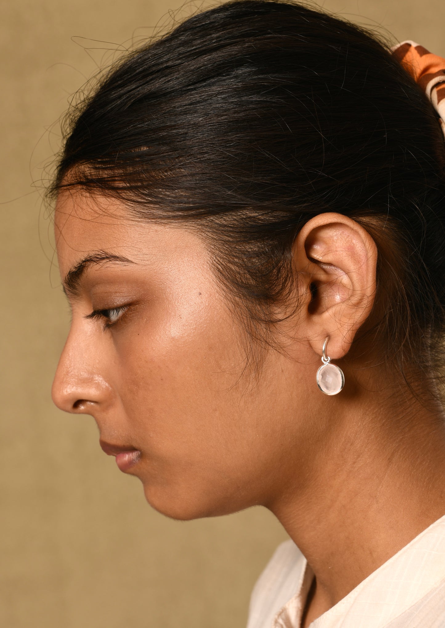 Rose Quartz C Bend Earrings