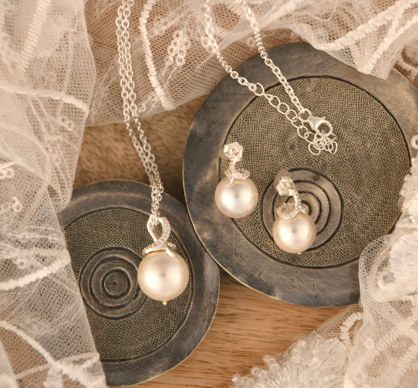 Classique CZ Silver Pearl Earrings