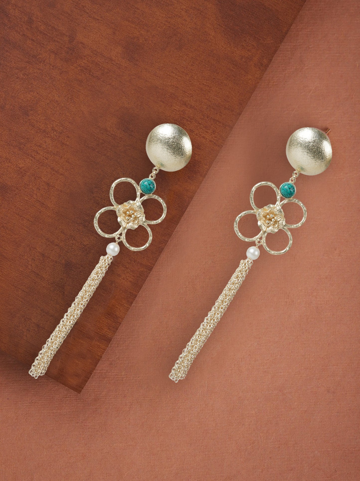 Turquoise Pearl Fall Danglers