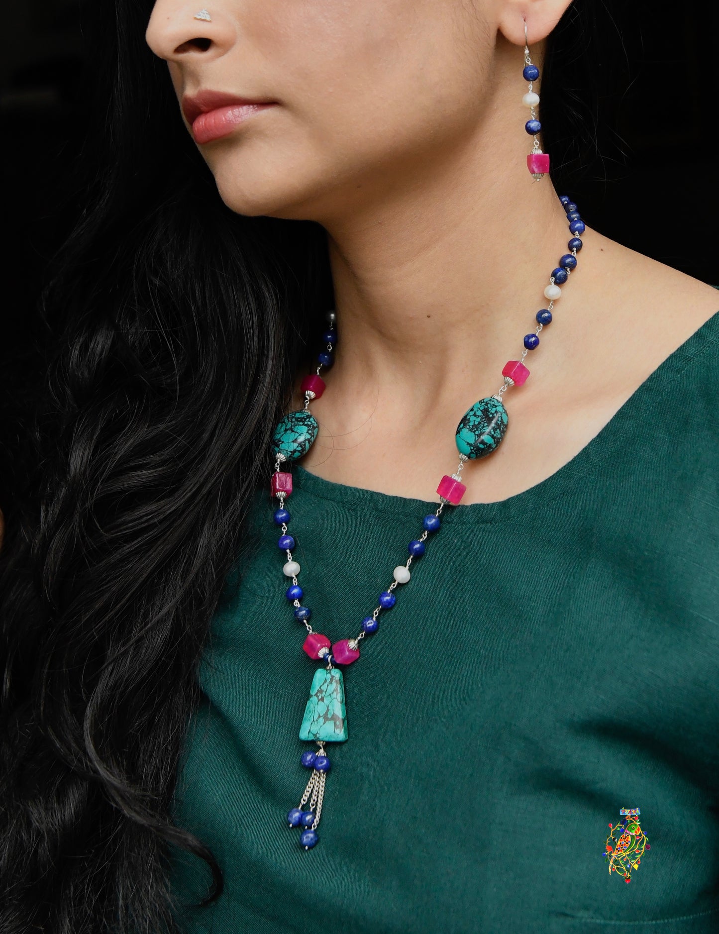 Elegant Multi Stone Silver Set