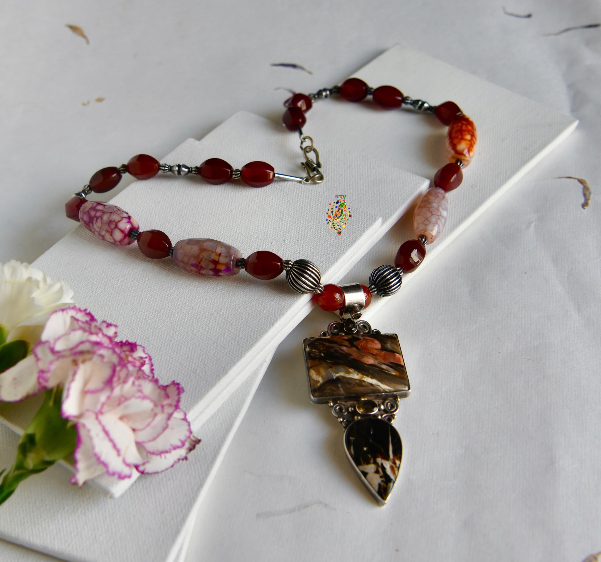 silver cornelian necklace