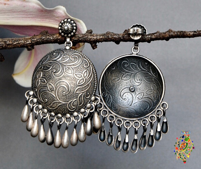 Embroidery in Silver Earrings