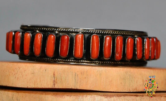 Silver Coral Stone Kada