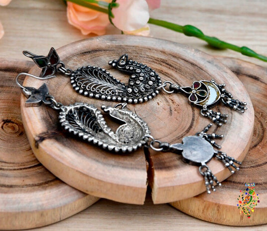 Peacock Dance Silver Earrings