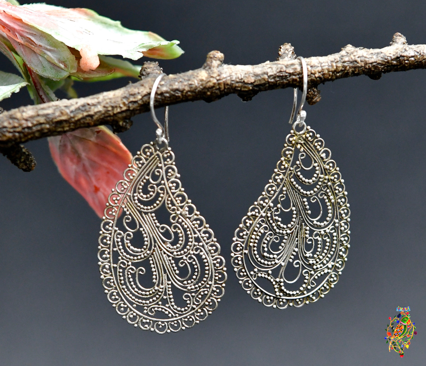 Pietra Dura Filigree Earrings