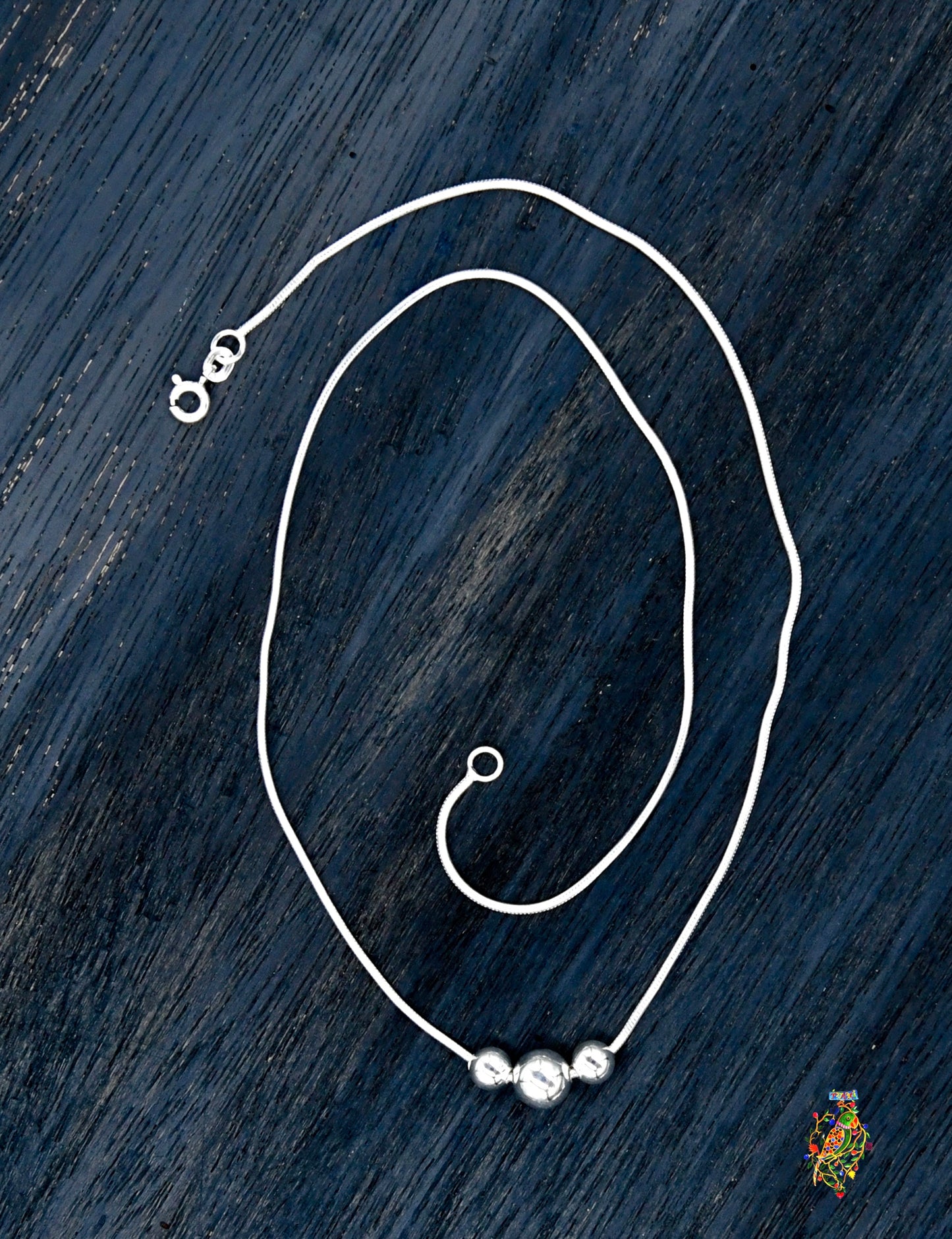 Dainty Ball Trio Silver Chain