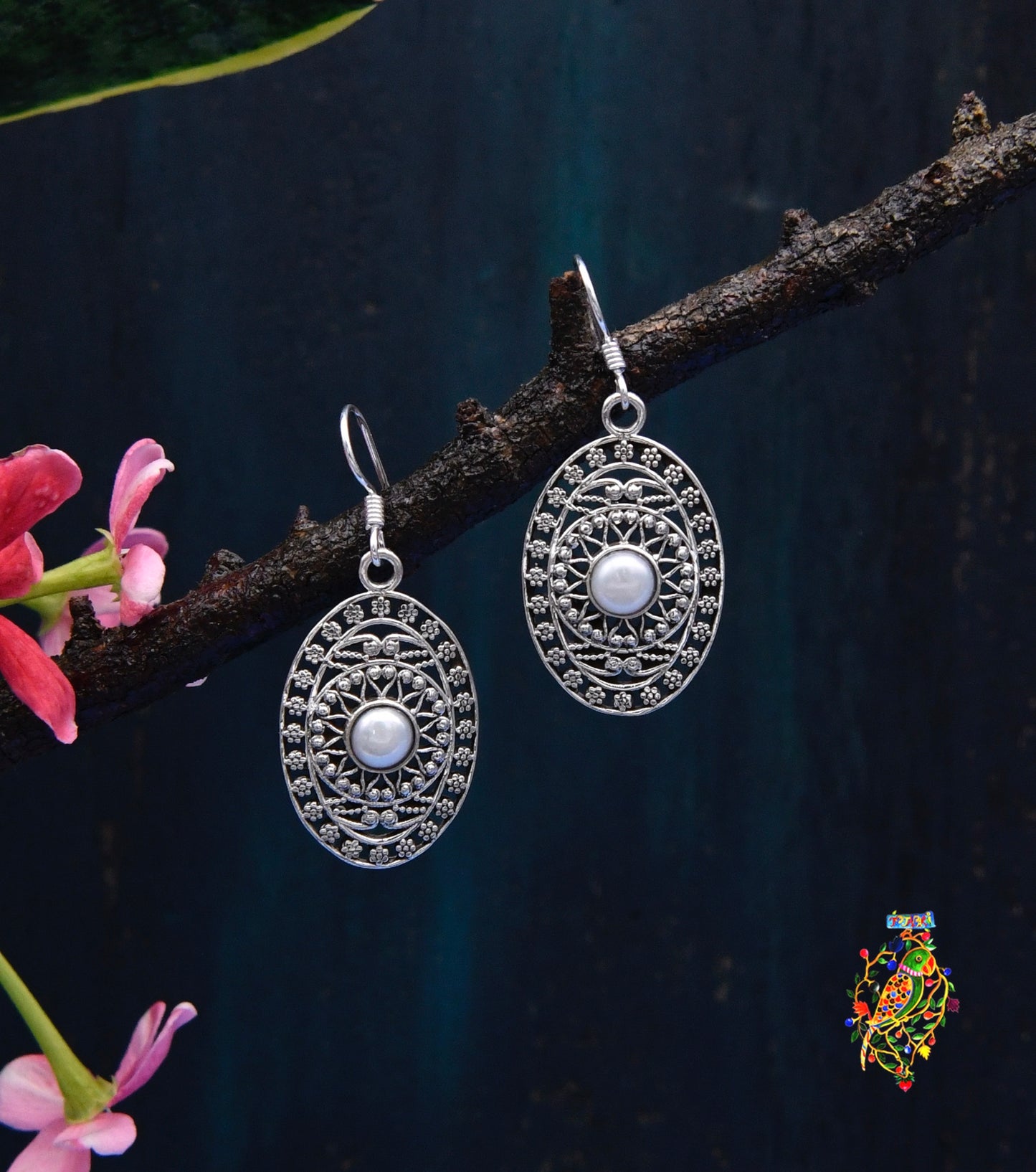Filigree Danglers with Pearls