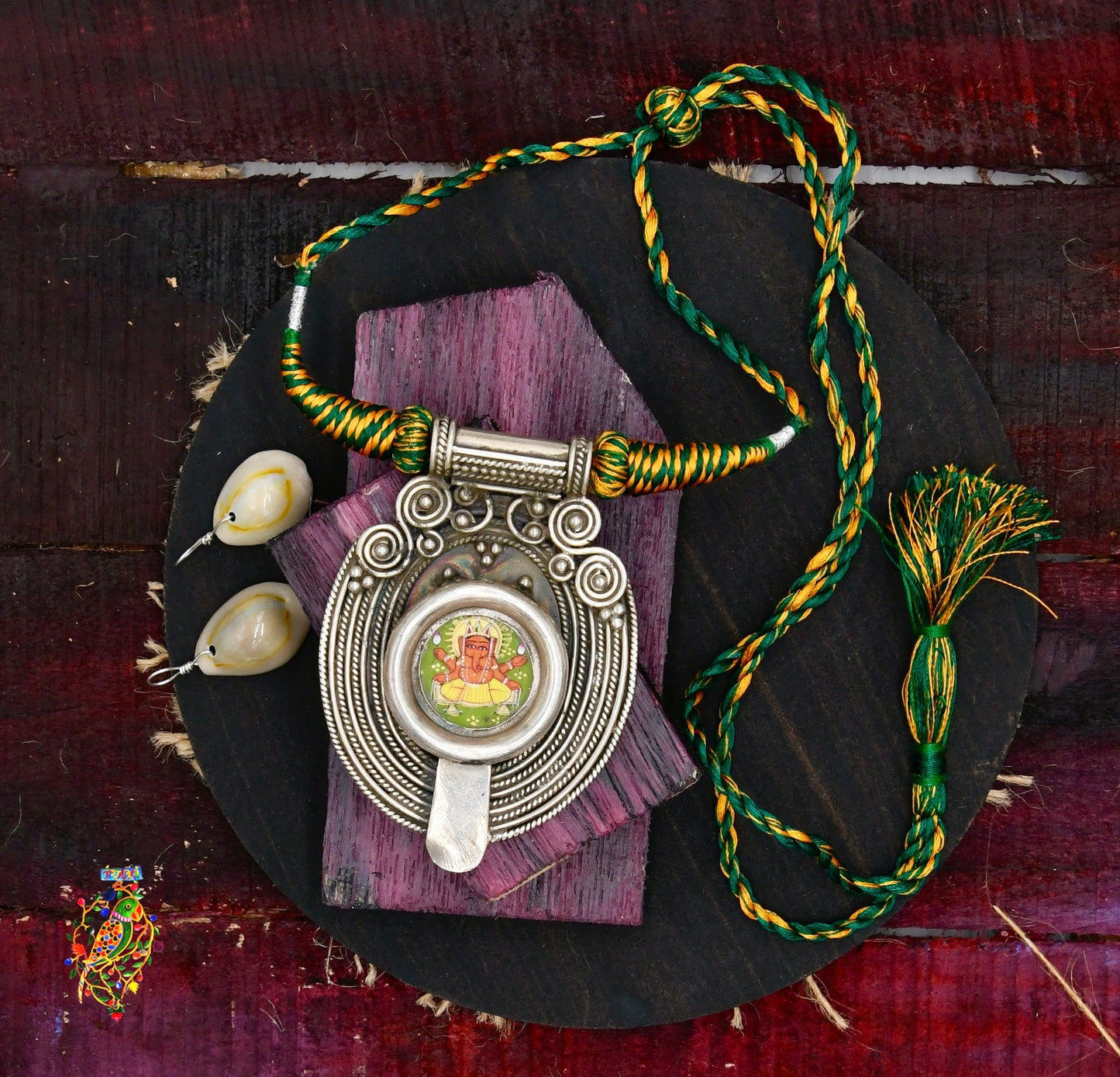 Ganesha Miniature Painting Necklace