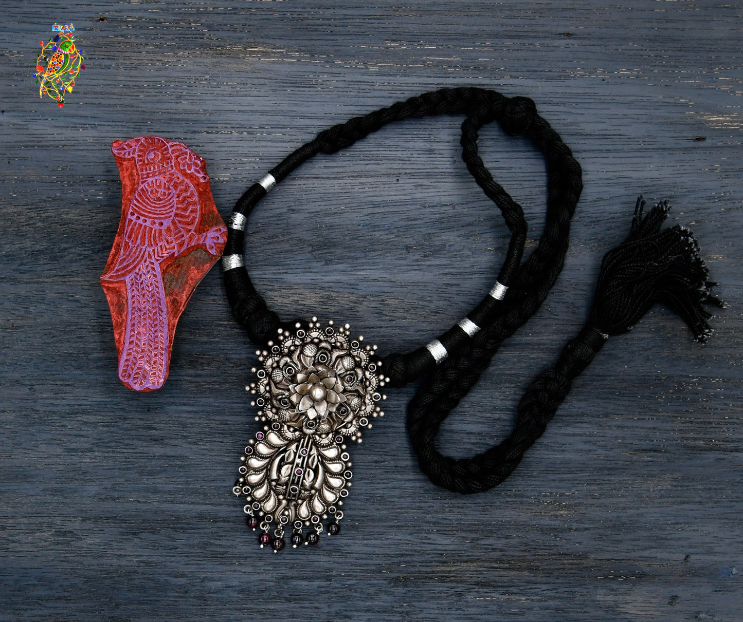Silver Karigari Pendant