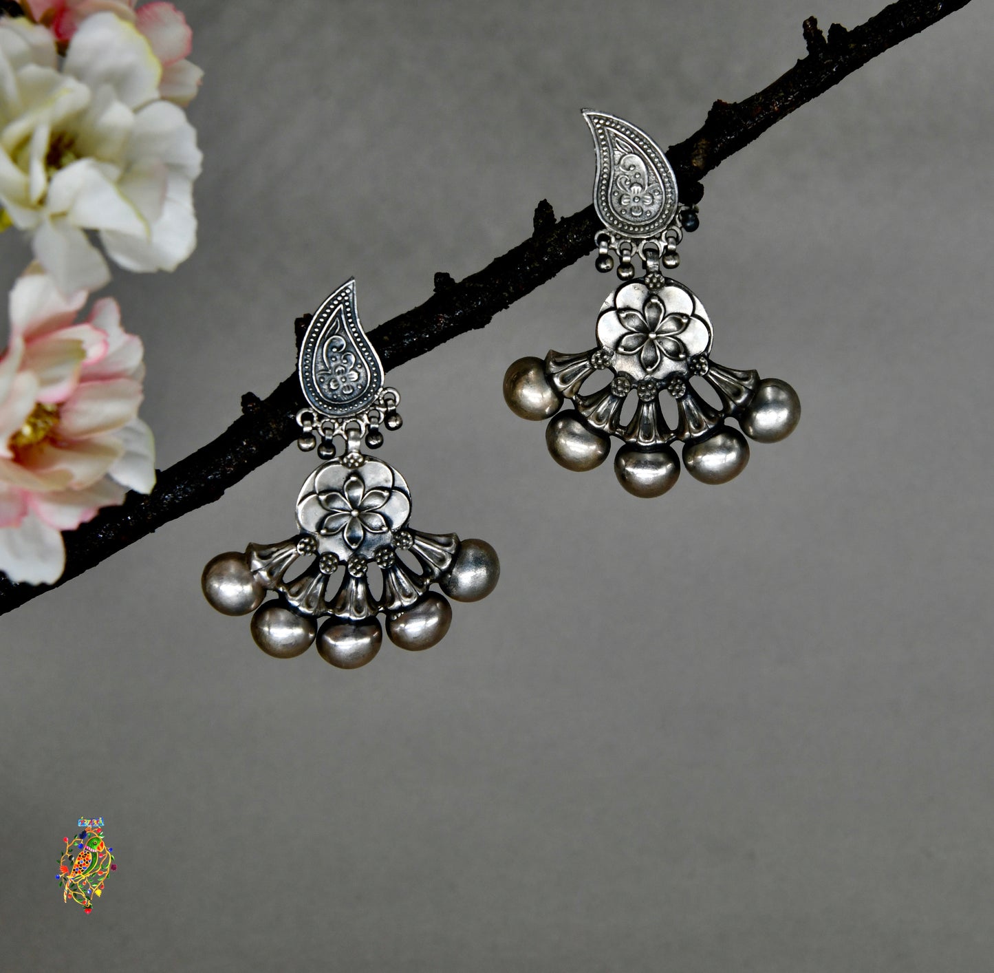 Hibiscus Buds Silver Earrings