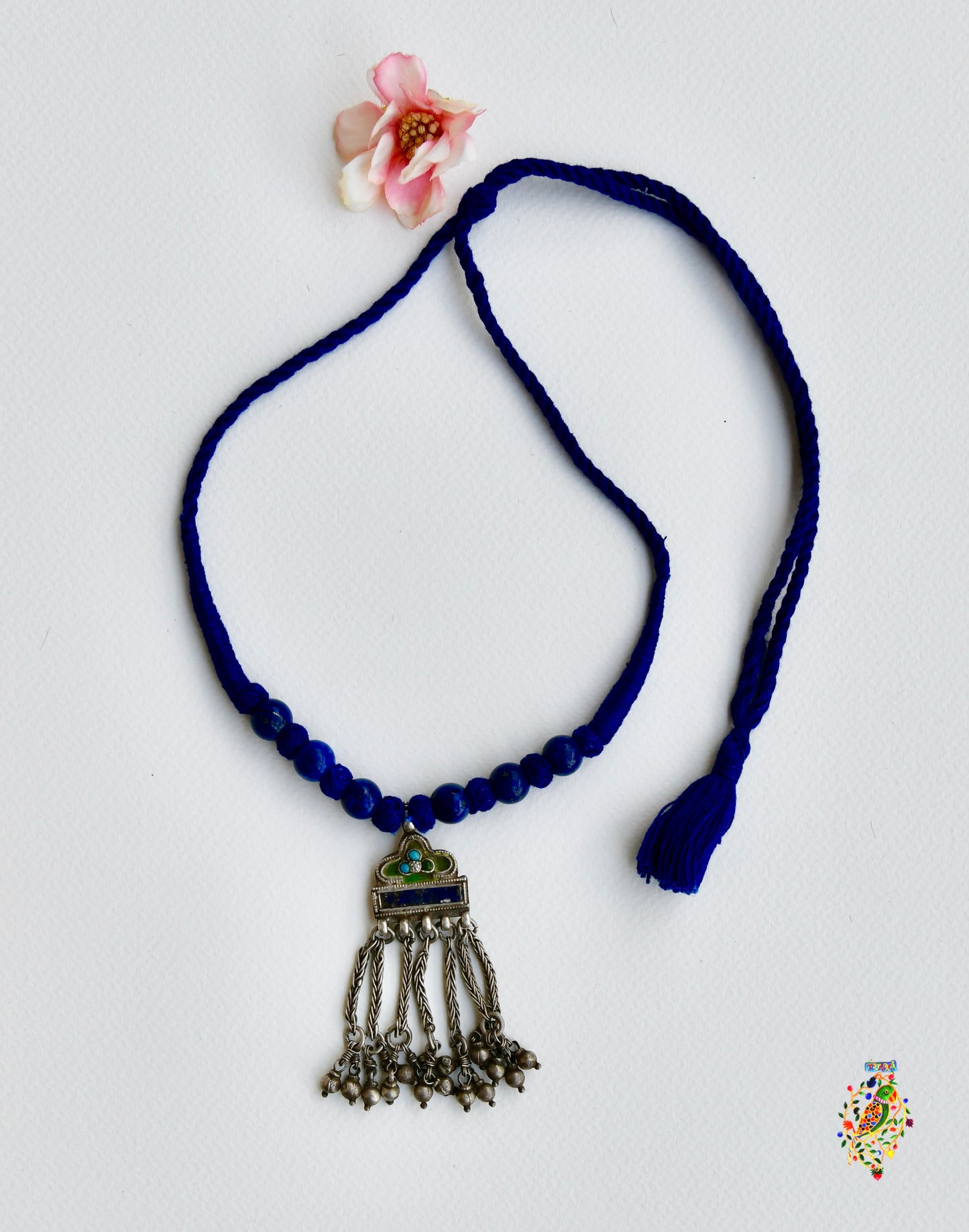 Antique Silver Pendant with Lapis Lazuli