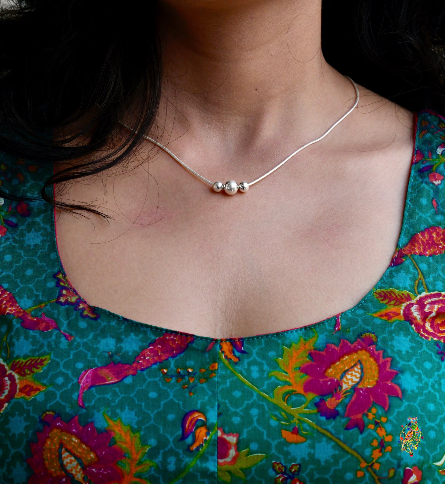 Dainty Ball Trio Silver Chain