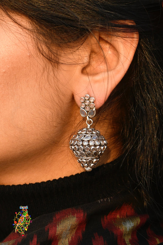 Large Silver Cut Stone Drops