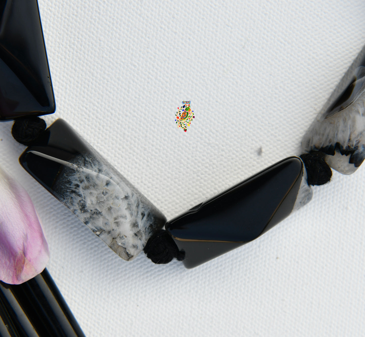Midnight Love  Grey Agates Hand Knotted Necklace