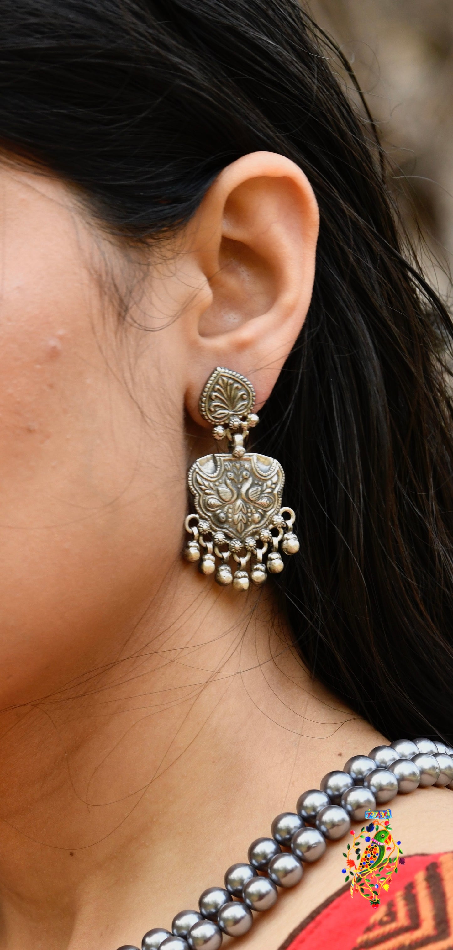 Hibiscus Drops Silver Earrings