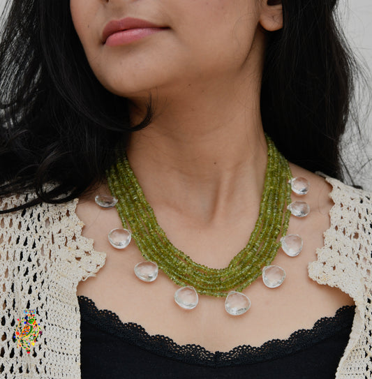 Peridot and Quartz Drops Necklace
