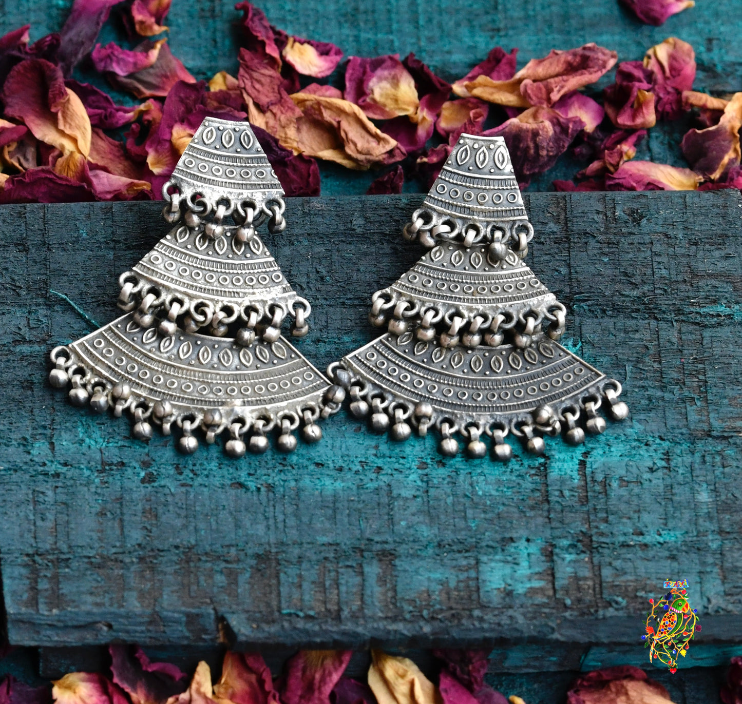 Hibiscus Series Fan Silver Earrings