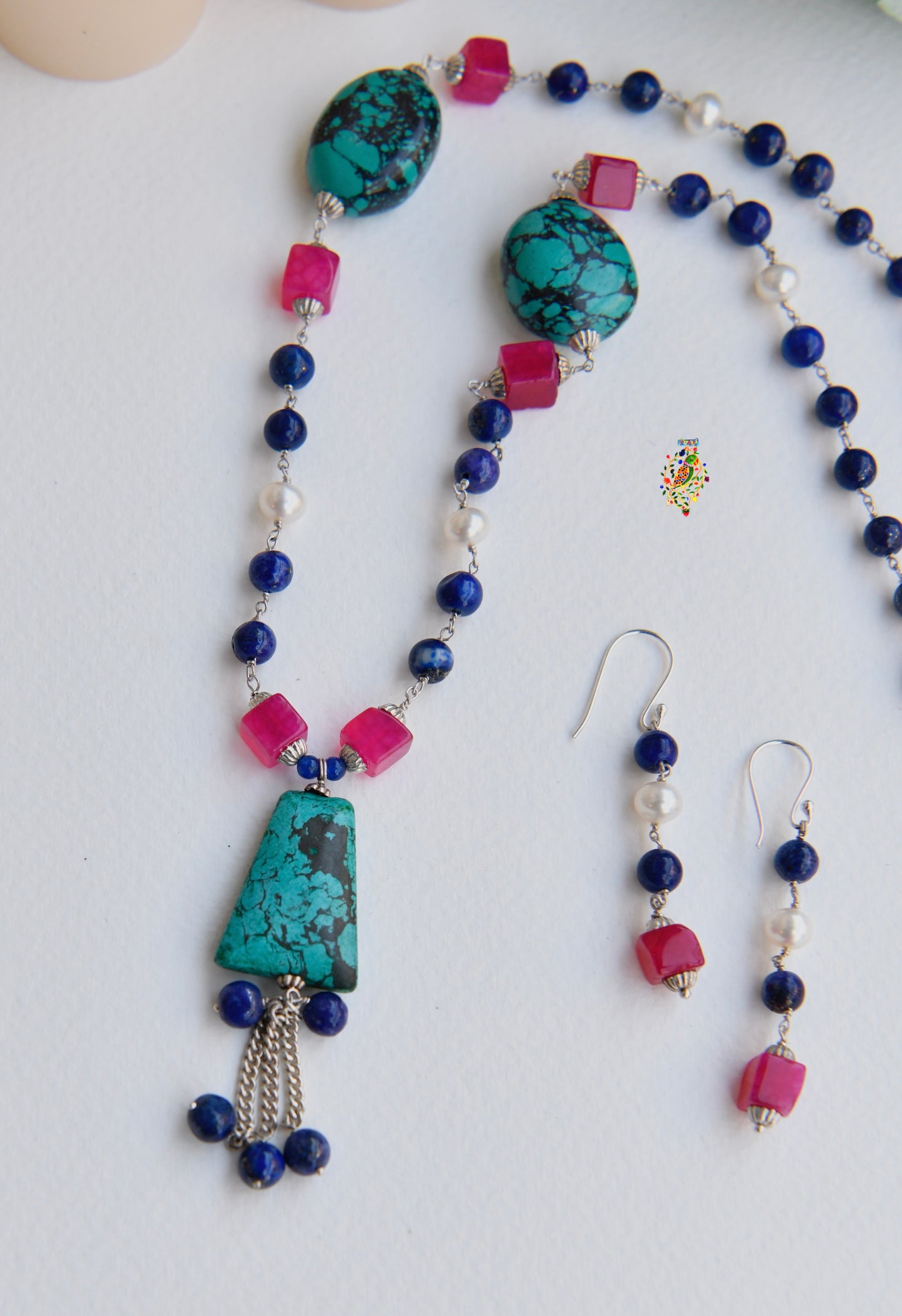 Elegant Multi Stone Silver Set