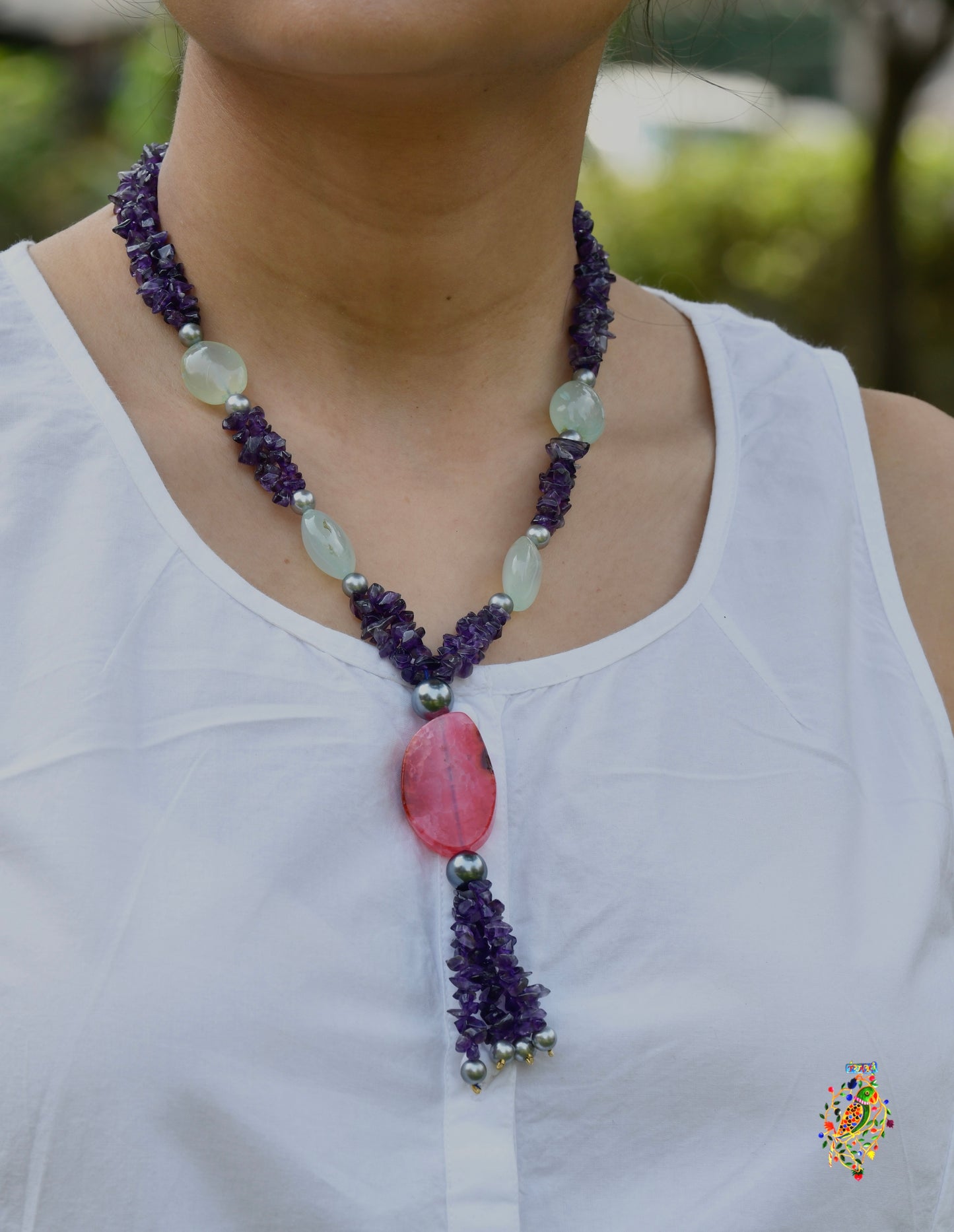 Amethyst Chips Drop Necklace