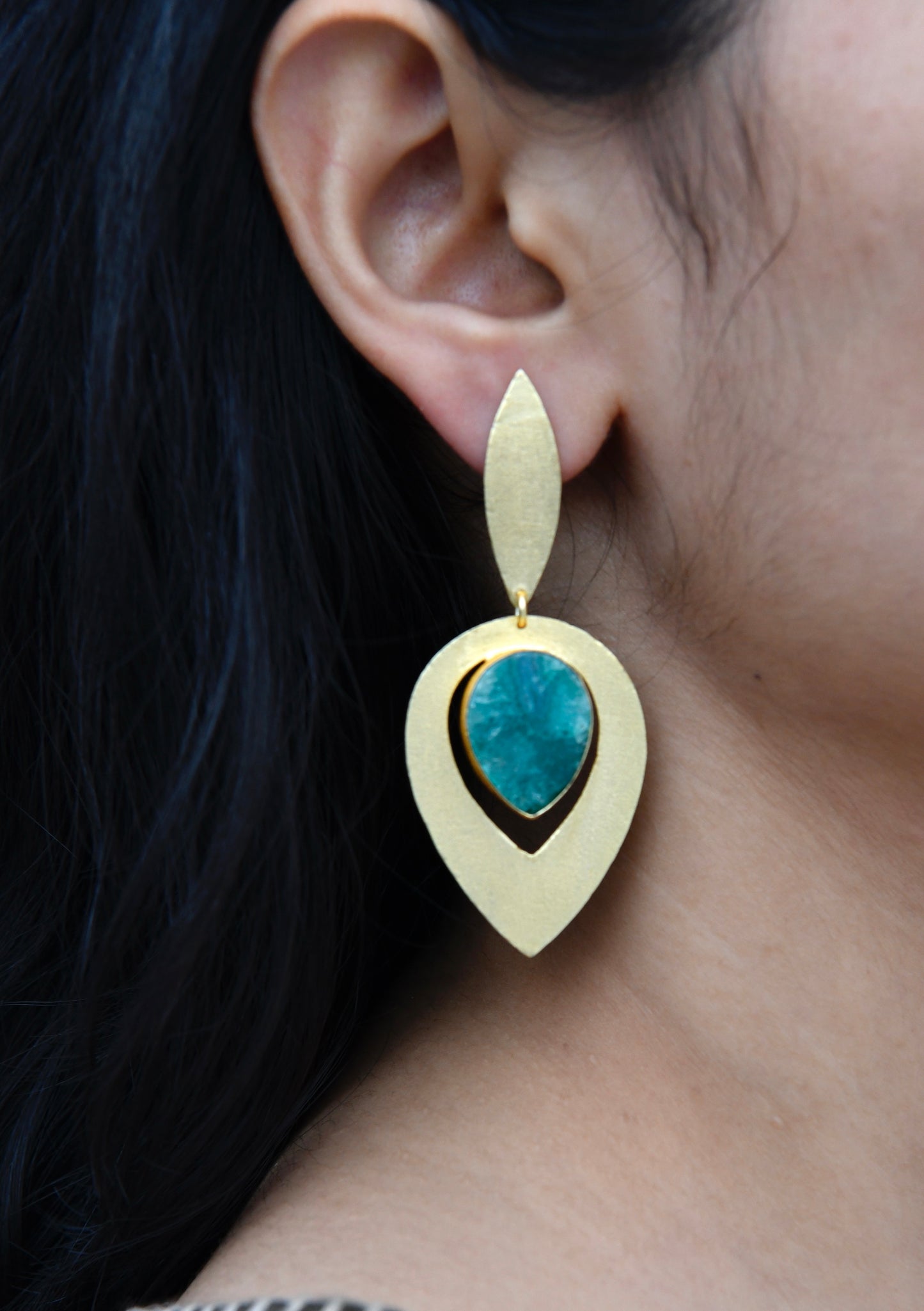 Sea-green Stone Inverted Drops