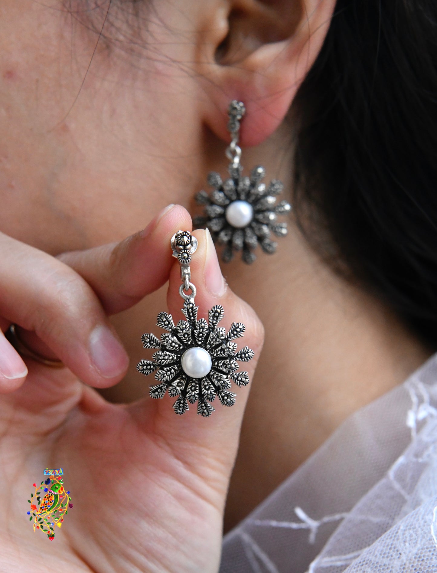 Marcasite Flower Earrings